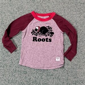 ROOTS 2T Raglan style long sleeve maroon